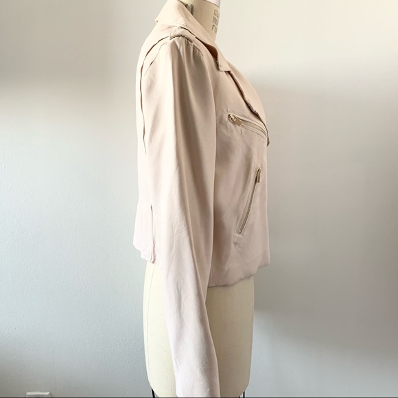 CLUB MONACO Motorcycle Jacket Light Pink Size L - Picture 2 of 8